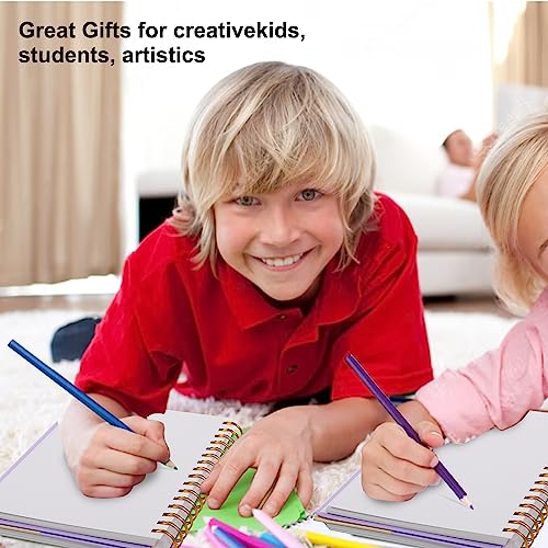 Yoment Small Sketch Book 5.5"x8.5",Mini Sketchbook,Spiral Bound,200 Sheets | Purple & Pink,2-Pack,68 lb/100gsm Hardcover Sketch Pad for Kids,Art Sketchbook Drawing Pad Book with Pencil,For Beginners - color: Pink & Purple, size: 5.5 x 8.5