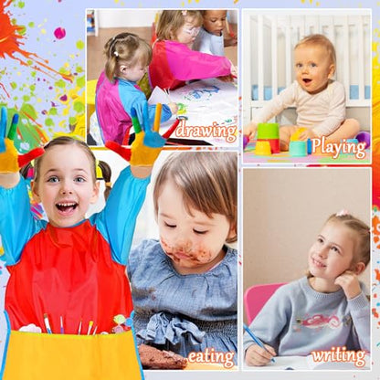 Zkptops Kid Art Smocks Waterproof Kids Painting Aprons Toddler Art Smock Kids Paint Smock with Long Sleeve 3 Roomy Pockets for Age 3-7 Years(Red) - color: Y 1 Pack Red