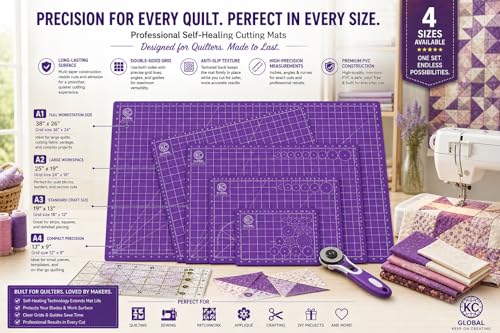 KC GLOBAL A3 (19"x13") Professional Grade Self-Healing Cutting Mat (Purple) - Odor-Free, Double-Sided, Eco-Friendly, Non-Slip, Premium Desk mat for DIY, Crafting, Model Building,and Art Projects - size: 19"L x 13"W