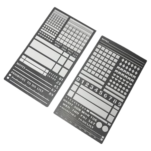 Metal Stencils, 2-Piece Set for Planners, Lists, Habit Tracking, Scrapbooking