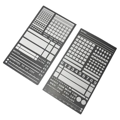 Metal Stencils, 2-Piece Set for Planners, Lists, Habit Tracking, Scrapbooking