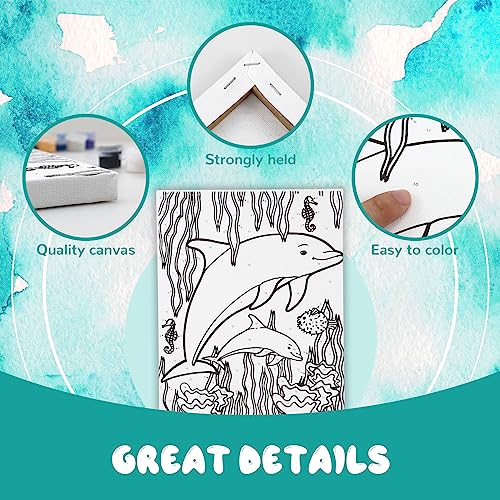 goldentime 3 Pack Kids Paint by Numbers Kit, Pre-Drawn Canvas Painting, Includes 8x10 inch Framed Canvas with 18 Acrylic Paints, 5 Brushes, Perfect Creative Gifts & Arts and Crafts for Kids - color: fantasy