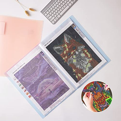 Qunrwe A3 Diamond Painting Storage Book,Pink 60 Pages Art Portfolios Case - color: Pink-60 Sleeves