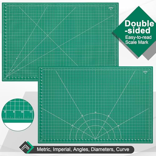 Density-upgraded 24" x 36" Large Self Healing Sewing Mat, Idemeet Rotary Cutting Mat 5-Ply Cut Board for Crafts Hobby Project, Scale Size 24" x 36", A1, Green - color: Green, size: 36"L x 24"W