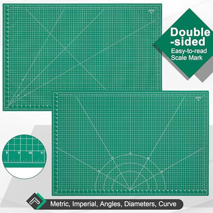 Density-upgraded 24" x 36" Large Self Healing Sewing Mat, Idemeet Rotary Cutting Mat 5-Ply Cut Board for Crafts Hobby Project, Scale Size 24" x 36", A1, Green - color: Green, size: 36"L x 24"W