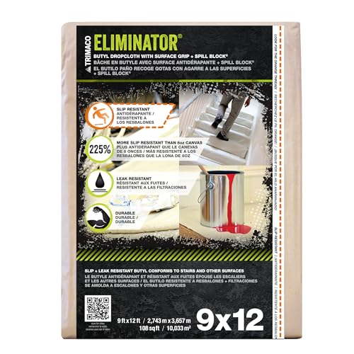 Trimaco Eliminator Butyl Drop Cloth, 9-feet x 12-feet - size: 9x12 Feet