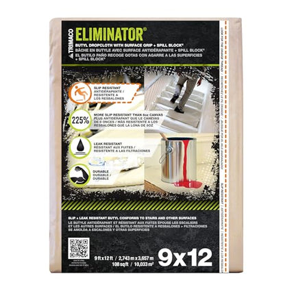 Trimaco Eliminator Butyl Drop Cloth, 9-feet x 12-feet - size: 9x12 Feet