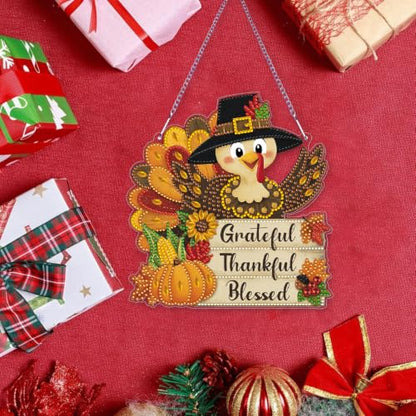Thanksgiving Hanging Diamond Art Kits for Adult Diamond Painting Kit | Fall DIY Diamonds Painting Art Kit, Acrylic Diamonds Painting Suncatcher Board Kit, Special Crystal Diamond Hanging Ornament - color: DP04531