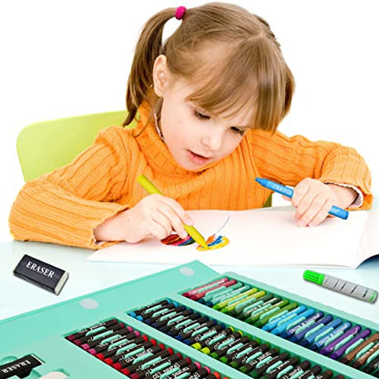 Sunnyglade 185 Pieces Double Sided Trifold Easel Art Set Art Supplies Green - color: Green