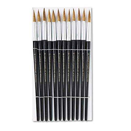 Charles Leonard Water Color Paint Brushes with Round Pointed Tip, # 12, 1.06 Inch, Camel Hair, Black Handle, 12-Pack (73512) - size: # 12 - 1.06 Inch, style: Camel Hair