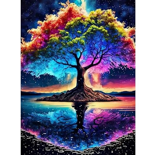SHONGSHU 5D Diamond Painting Kit, Colorful Fantasy Tree on Island, Full Round Drill Mosaic Art for Adults & Kids, DIY Craft for Home Decor - color: SK5