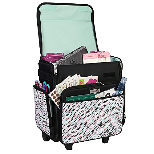 Everything Mary Collapsible Rolling Craft Bag, Pill - Wheeled Scrapbook Tote for Scrapbooking & Art - Travel Organizer Storage Bin for Paper, Glue, Tape - Roller Cart for Teachers & Medical - color: Pill Print