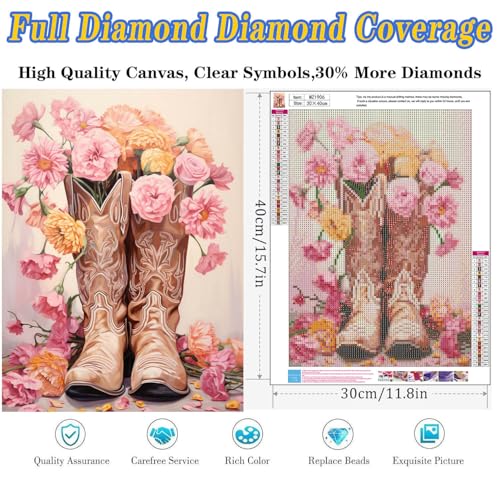 Dugsmgd Western Diamond Art Kits for Adults, Diamond Painting Kits 12x16in - color: Boots