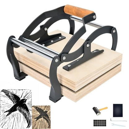 TOPOWN Linocut Printing Hand Lever Press Machine, Linocut Press Machine | A4, Black, For Linocut/Woodcut/Rubber Relief, Adjustable Print Thickness, Suitable for Beginners and Studios, Well-Built - color: Black