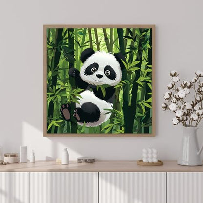 Artunion Framed Paint by Numbers Kit for Adults Beginners & Kids Ages 8-12,Panda Bear Paint by Number with Frame,Cute Animal Paint by Numbers Kit on Canvas 10 * 10 Inch Without Easel - color: ZXT-321-F
