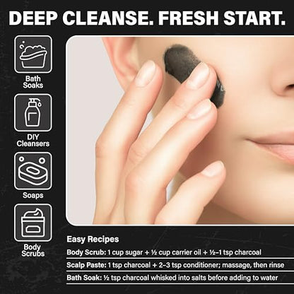 Activated Charcoal Powder Bulk - 1 lb. Jar - Hardwood - Food Grade Kosher Non-GMO - Teeth Whitening, Facial Mask and Soap Making. Promotes Natural Detoxification and Helps Digestion