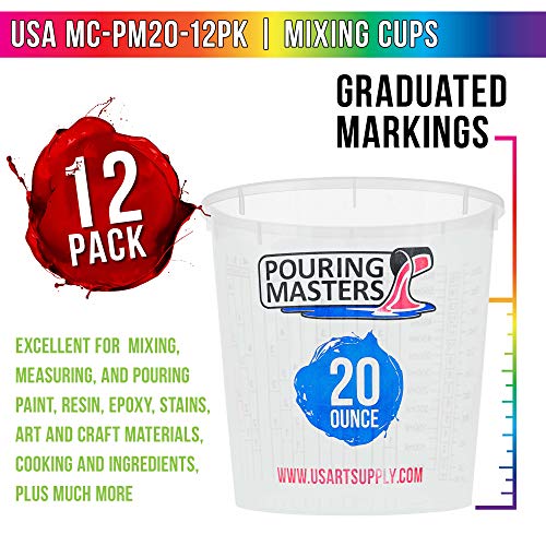 Pouring Masters 20 Ounce (600ml) Graduated Plastic Mixing Cups (Box of 12) - size: 20-Ounce - Cup