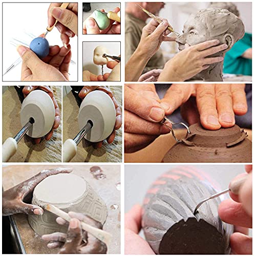 57PCS Ceramic Clay Tools Set with Plastic Case Modeling Pottery Sculpting Tools Kits for Beginners Professionals Crafts Polymer Clay Club, Dotting, Ribbon Trimming
