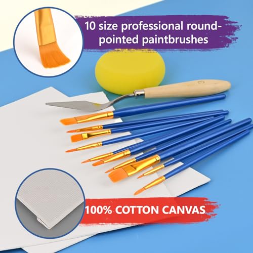 ACKASK Painting Kits for Adults Kids,Acrylic Paint Canvas Easel Set,30 Pcs Drawing Painting Supplies Art Kit,12 Paints,10 Painting Brushes,Palettes Etc,Art Set Art Supplies for Kids Adults Artists