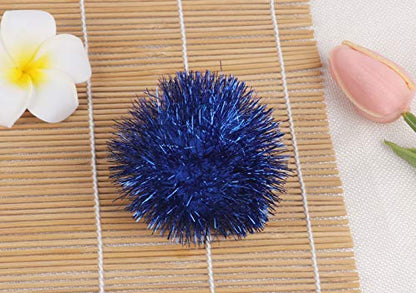 YYCRAFT 15pcs Jumbo Glitter Tinsel Pom Poms Sparkle Balls for DIY Craft,Cat Toys(2 Inch,Royal) - color: Royal