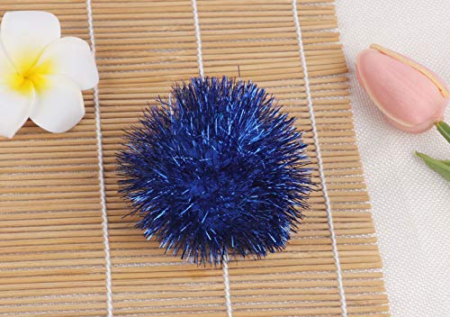 YYCRAFT 15pcs Jumbo Glitter Tinsel Pom Poms Sparkle Balls for DIY Craft,Cat Toys(2 Inch,Royal) - color: Royal