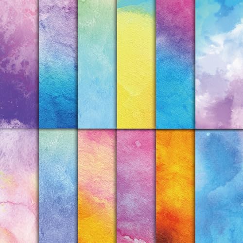 48 Sheets Watercolor Scrapbook Paper,Watercolor Pattern Decorative Scrapbook Paper for Journals DIY Cards and Photo Albums,Aesthetic Craft Supplies - color: Watercolor