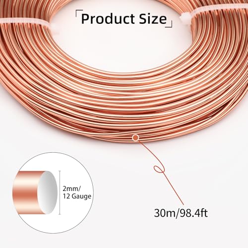 12 Gauge Aluminum Wire 100FT, 2mm Bendable Metal Anodized Aluminum Wire for Sculpting Jewelry Making Crafts Wreath Beading Floral(Champagne Gold) - color: Champagne Gold
