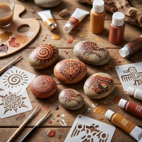 25-Pack Aztec Stencils Mayan Stencils, Reusable Painting & Baking Templates, Suitable for Wood, Canvas, Paper, Fabric, Cookies, Walls, Furniture. DIY Art and Home Decor Craft Stencils