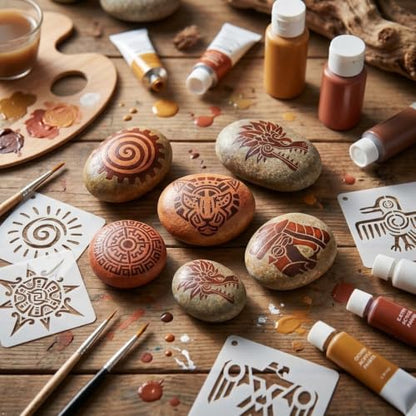 25-Pack Aztec Stencils Mayan Stencils, Reusable Painting & Baking Templates, Suitable for Wood, Canvas, Paper, Fabric, Cookies, Walls, Furniture. DIY Art and Home Decor Craft Stencils