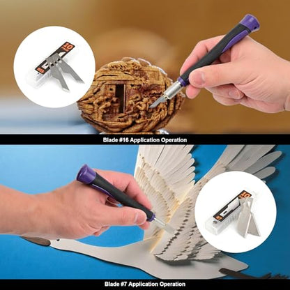 EHDIS 2PCS Exacto Knife Set Utility Craft Precision Hobby Knife Kit with 50PCS Blades for Art, Working-Stencil, Scoring, Scrapbooking, Architecture Modeling, Crafting