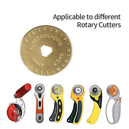Titanium Rotary Cutter Blades 45mm 10 Pack Replacement Blades | Titanium-Coated Rotary blades for fabric, Quilting Materials, Paper and Crafts Smooth Cutting in Quilting Sewing Scrapbooking - size: 45mm