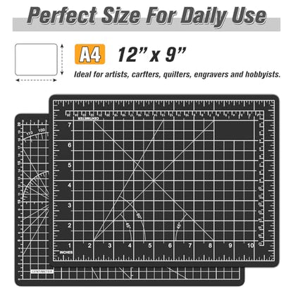 DIYSELF 9in×12in Self Healing Cutting Mat, A4 Quilting Craft Mat for Sewing - color: Black, size: 12"L x 9"W