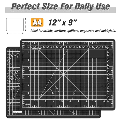 DIYSELF 9in×12in Self Healing Cutting Mat, A4 Quilting Craft Mat for Sewing - color: Black, size: 12"L x 9"W
