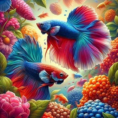 Fish Diamond Painting Kit 13.78x13.78 Inch, 5D Diamond Art for Adults DIY | Relaxing Creative Hobby Home Wall Decor Fun Handmade Experience - color: KM1170-1