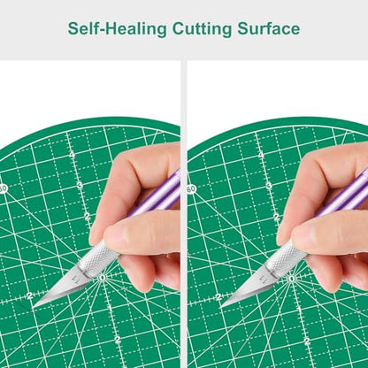 10"x10" Round Rotating Cutting Mat, Self Healing Mat with 360-Degree Rotation & Anti-Slip Base, Sewing Board Cutting Mat Perfect for Fabric Quilting Leather Hobby Project, Green - color: Green, size: 10"L x 10"W
