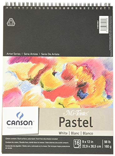 Mi-Teintes Pastel Pad, White with Glassine 9"X12" Top Wire (100510867) - size: 9"X12", style: White