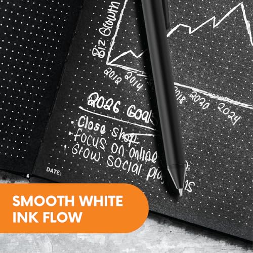 Notsu Black Paper Journal & White Gel Pen Bundle | B5 Dot Grid Notebook, Bullet Journal Set, Sketching & Art Supplies, 160 Premium Pages + 4 White Gel Pens for Dark Paper