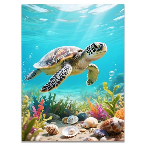 Muzagroo Art 5D Diamond Paintings Kits for Adults Sea Turtle Round Full Drill Diamonds Art Kits for Beginners Diamond Art Paintings Gem Art Kits Diamond Dots 11.8x15.8in (Sea Turtle) - color: Sea Turtle 2