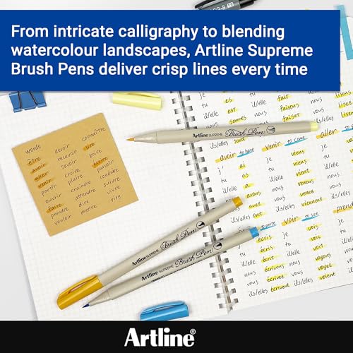Artline SUPREME Brush Pens | AP Certified Safe for Kids | Blur Resistant Ink | EPFS-F | Flexible Brush Nib Creates Unique Wide & Fine Lines | Assorted Floral 7-Pack - size: Pack of 7