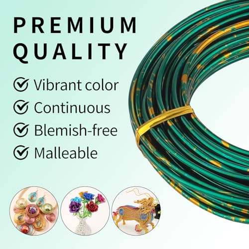 12 Gauge Aluminum Craft Wire for Jewelry Making, 32.8FT Bendable Metal Wirefor Bonsai Armature(Green Gold) - color: Green Gold