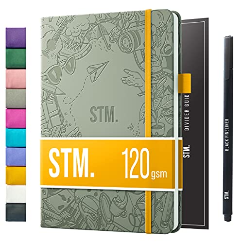 Bullet Dotted Journal Dot Grid Notebook | A5 Daily Journaling Notebooks for Personal Writing, Work, Women | 120gsm Thick Paper, Hard cover, Lay Flat Binding | 5x7 Journals Cuaderno Libretas de apuntes - color: Grey, style: Iconic (120gsm)
