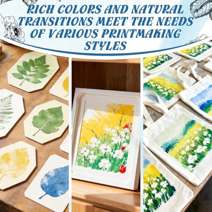 Block Printing Ink Set, 6 Colors Water Soluble Ink, 60ml Each