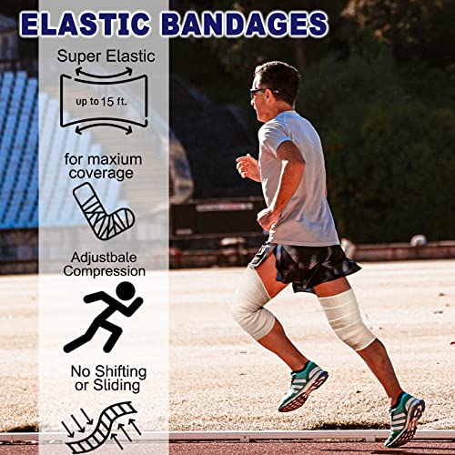 24 Pack Elastic Bandage Wrap 3” Bandage Wrap with Hook and Loop Closure on Both Ends Self Adhesive Bandage Wrap for Sports, Medical, and Injury Recovery - size: 3 Inch