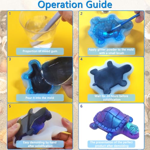 Turtle Shape Resin Molds, SENHAI 4 Pcs Cute Turtle Silicone Molds, 3D Animal Epoxy Resin Molds, Turtle Art Silicone Resin Molds for Craft, Resin Casting, Home Decoration, Holiday Gifts