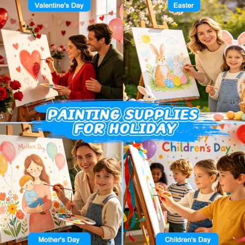 ESRICH Large Canvas for Painting, 10 Pack Square Canvas Boards for Painting 18x18 Cotton Primed Acid Free Blank Canvas Panels for Oil Paint, Watercolor, Acrylic Paint, Gouache and Tempera.