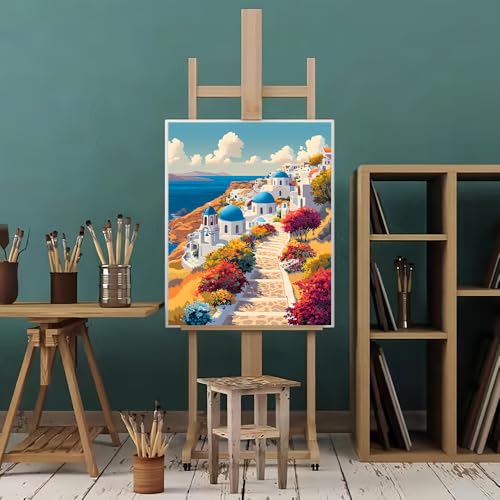 Natuyalo Paint by Numbers Kit for Adults Beginner European Town Acrylic Painting Kit Adult Paint by Number Kits on Canvas DIY Painting by Numbers Home Wall Decor 16x20 inch - color: Color-05