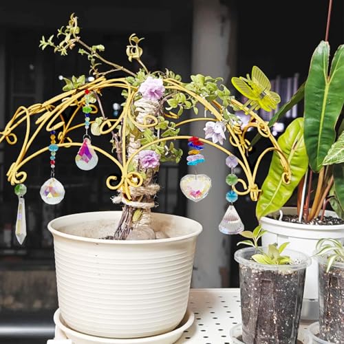 SNAIL GARDEN 9 Gauge/3mm Aluminum Craft Wire Kit with Crystal Suncatchers, Butterfly Plant Clips & Pliers，65.6 ft (20 m) Aluminum Wire for Crafts DIY Plant Trellis, Jewelry Making (Gold&Black)