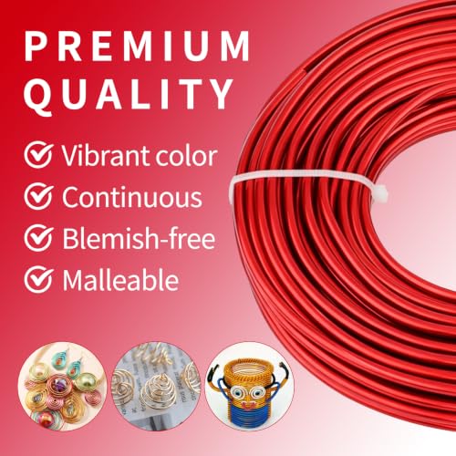 9 Gauge Aluminum Craft Wire, 52.5FT Bendable Armature Wire for Sculpting, Jewelry Making, DIY Crafting, Doll Making, Modelling, Bonsai Training(Red) - color: Red