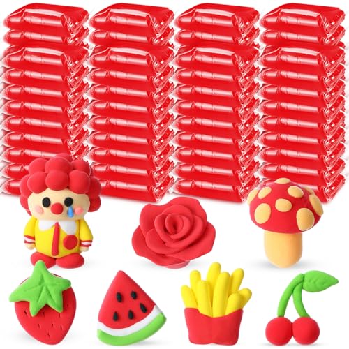 VioraWhite 72 Pcs 38oz Air Dry Clay Bulk Modeling Clay,Red | Ultra Lightweight Foam Modeling Clay for Kids Adults, DIY Gifts Party Arts Crafts, School Project Supplies - color: Red