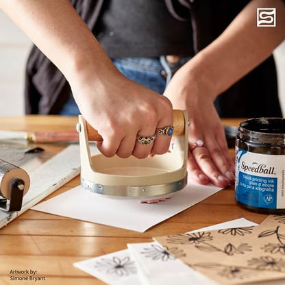 Speedball Block Printing Baren - Comfortable Wooden Handle, Made in the USA - 4 Inches (4139)